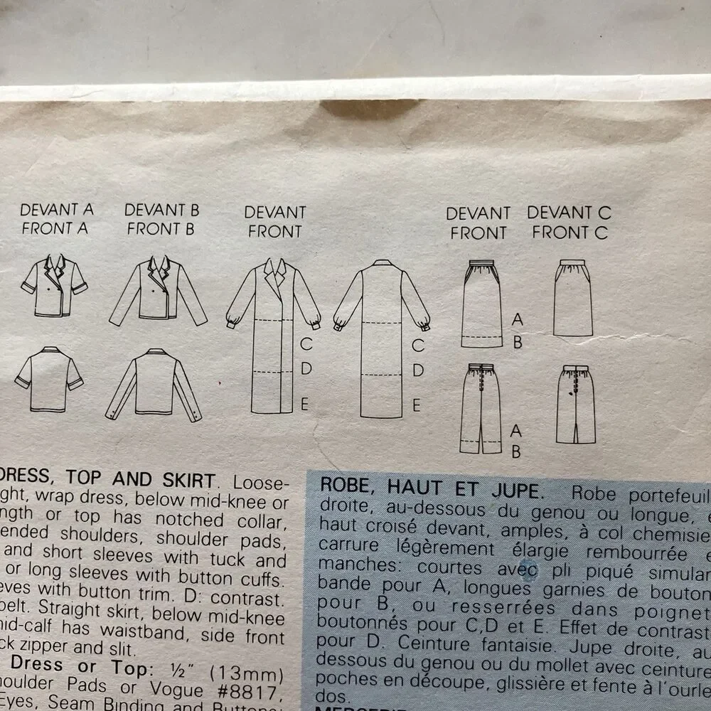Uncut‎ Vogue 1291 Women’s Dress Pattern Size 14, 16 Or 18 1980’s Vintage